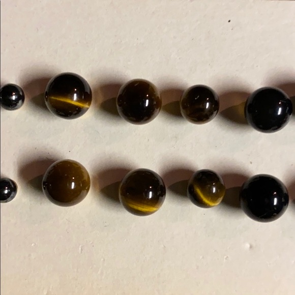 Hematite, Tigers Eye, Onyx Pearl earrings. - Picture 3 of 8